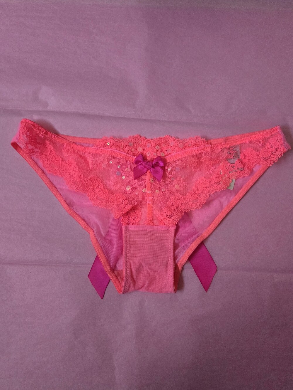 Victoria's Secret Neon Pink Lace Cheekini, S/P